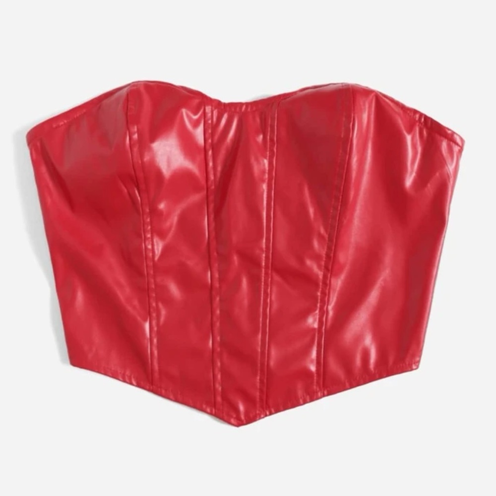 🍒NWOT Red Leather Corset Top🍒